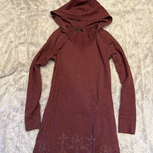 Prana Long Sleeve Dress, Maroon, Size Medium